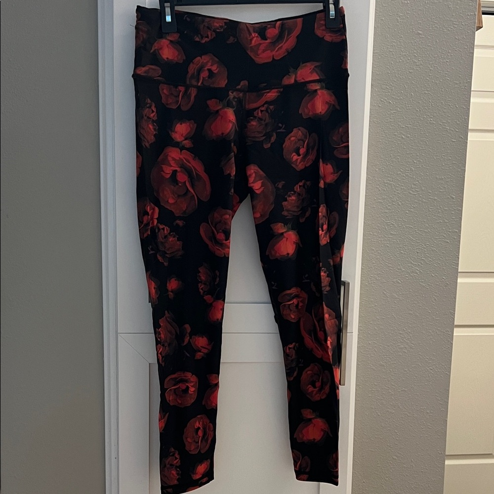 Victoria’s Secret Floral Black and Red Leggings